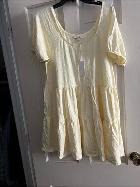NWT z supply butter Yellow Tiered Short Sleeve Dress